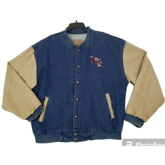 VTG Three Rivers Authentic Denim Jacket Little Toys For BIG Boys Mens Sz.L Blue - Picture 1 of 15